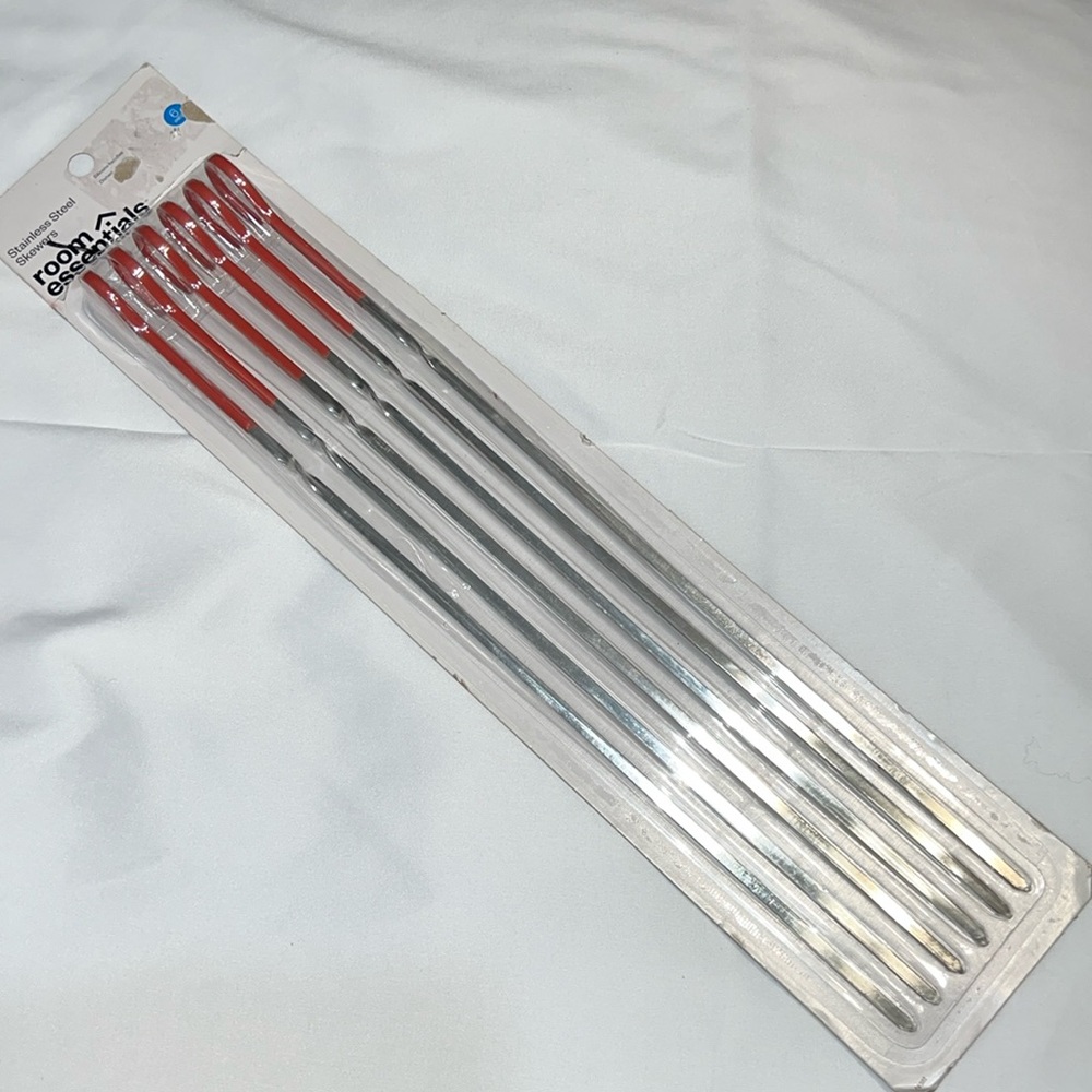 New Room Essentials Dipped Handles 6pc Flat Stainless Steel Skewer Set (A)